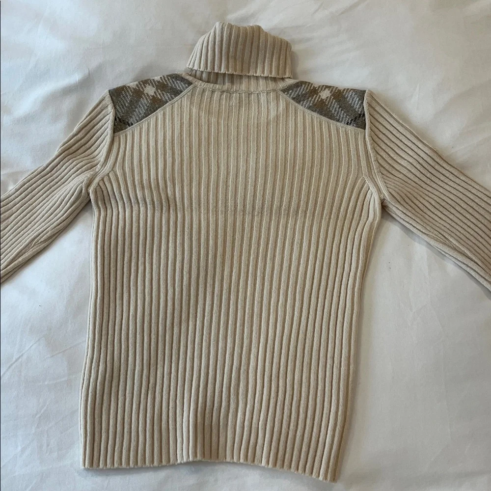 Burberry Cream Ribbed Turtleneck Sweater - Picture 7 of 8
